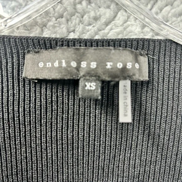 Endless Rose Dress Sz XS Black Textured Body Con Mini Stretch Long Sleeve - Picture 5 of 7